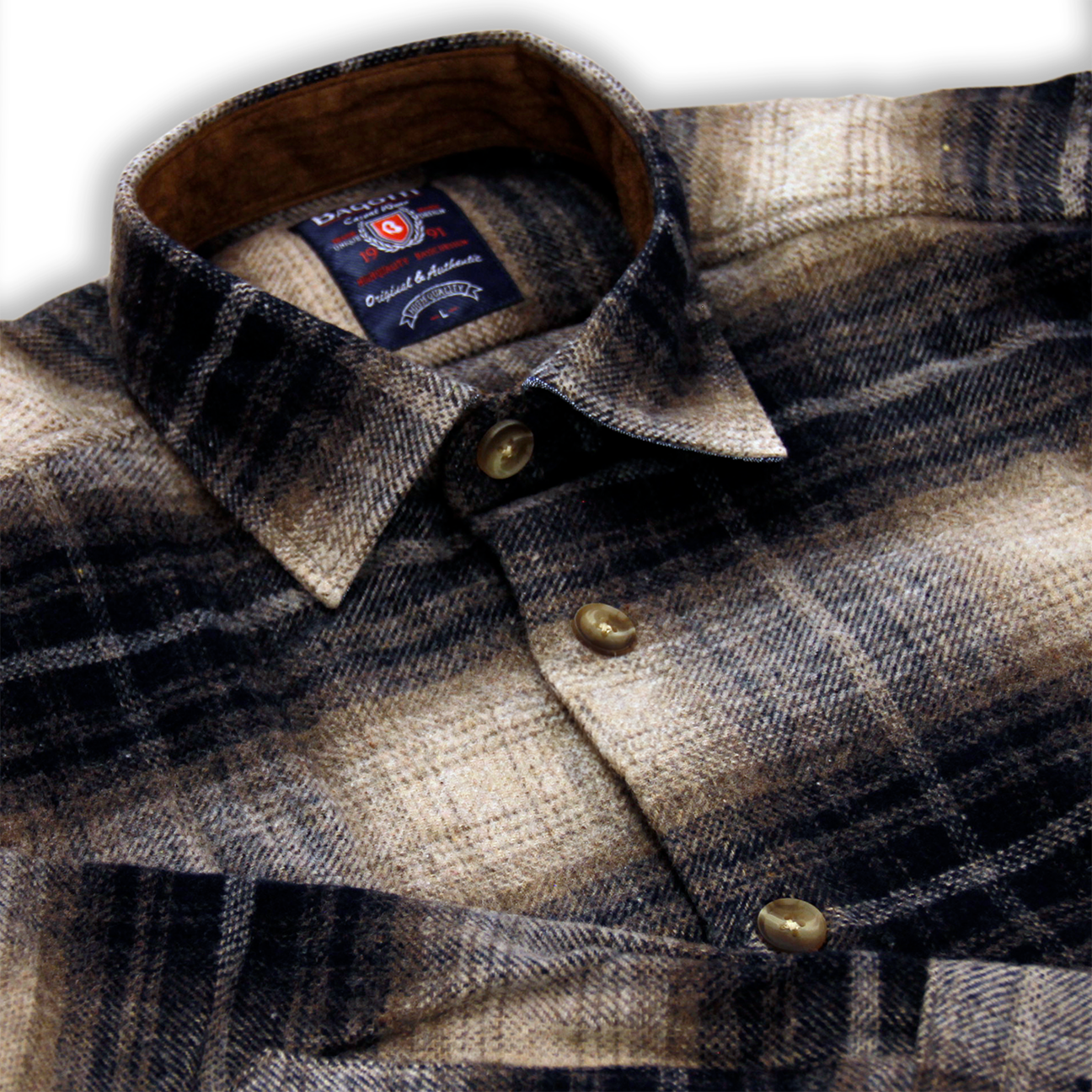 Dark Blue & Beige Casual Shirt