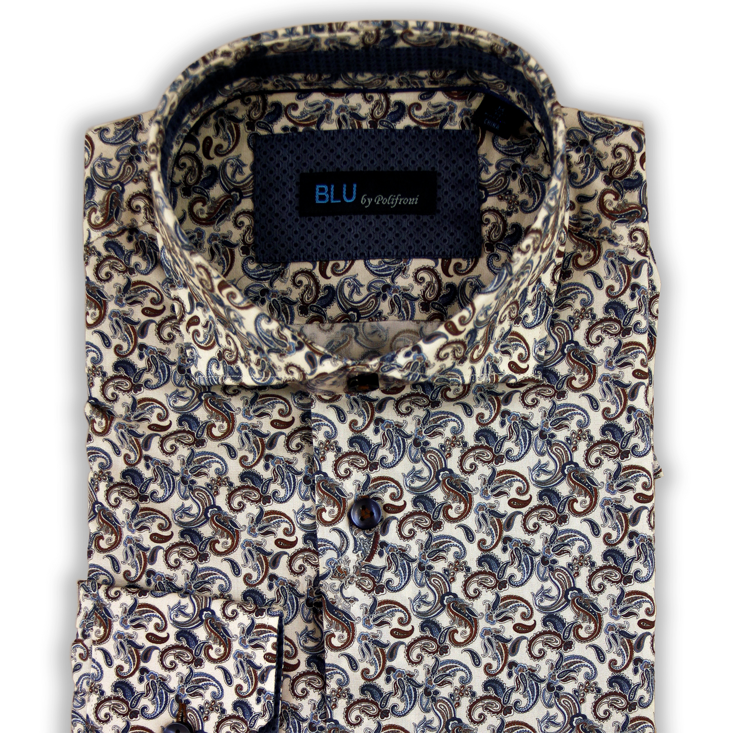 Blue & Brown Paisley Printed Shirt