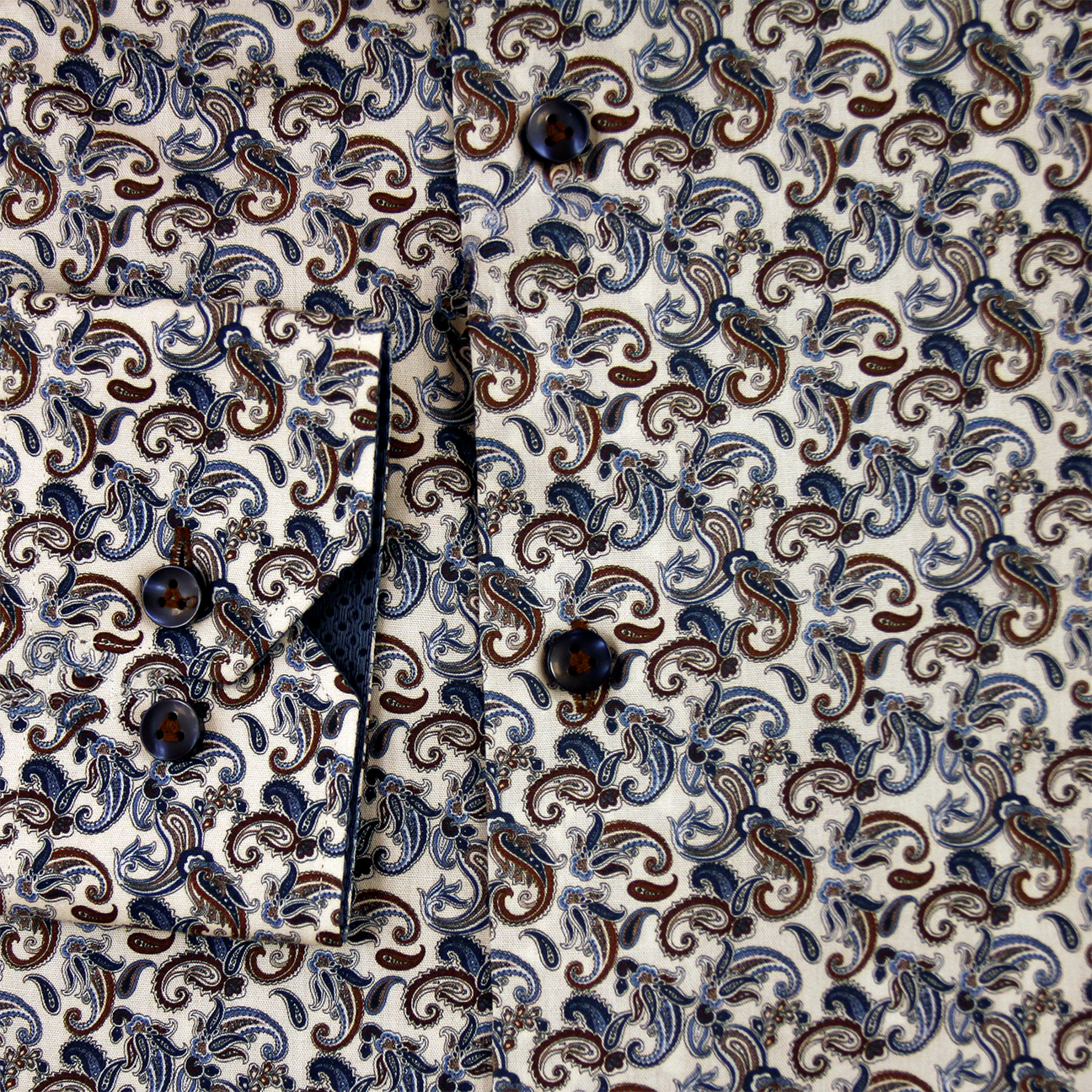 Blue & Brown Paisley Printed Shirt