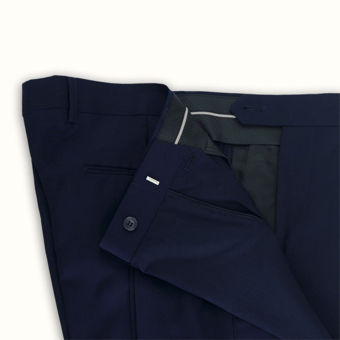 Slim Fit Solid Navy Pants