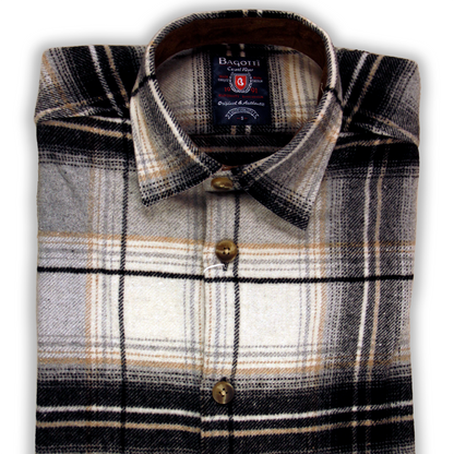 Chemise à carreaux bleue et beige
