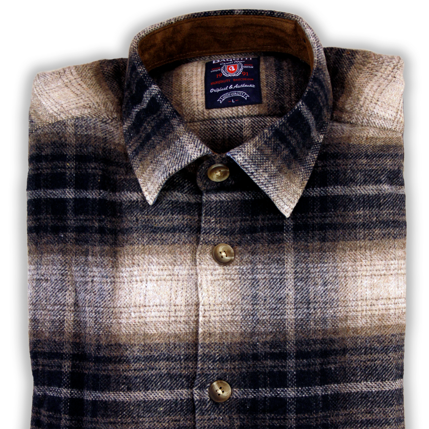 Dark Blue & Beige Casual Shirt