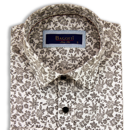 Chemise décontractée marron à fleurs