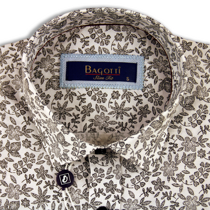 Chemise décontractée marron à fleurs