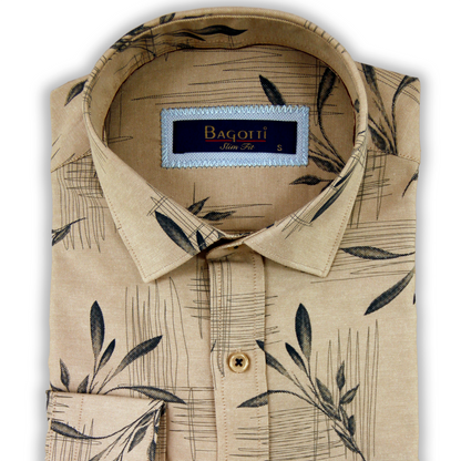 Chemise à fleurs beige audacieux