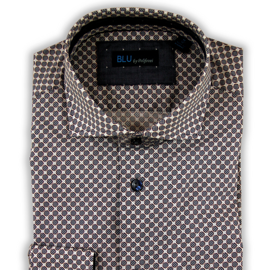 Chemise imprimée formelle noire et blanche