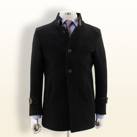 Efendi Black Buttoned Top Coat