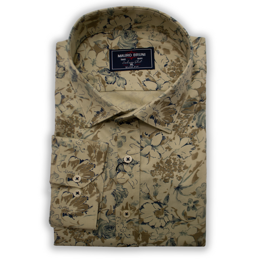 Mauro Bruni Slim Fit Shirt Beige