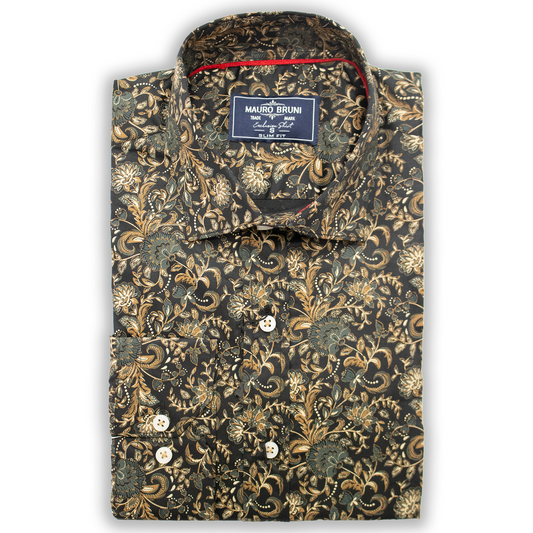 Mauro Bruni Slim Fit Shirt BlackYellow
