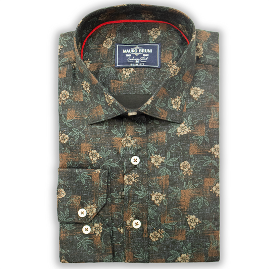 Mauro Bruni Slim Fit Shirt GreenBrown