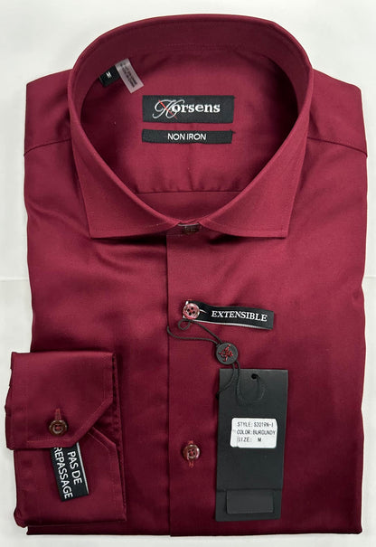 Burgundy Lief Horsen No Iron Dress Shirt