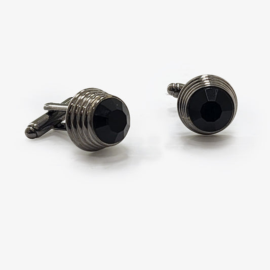 Boutons de manchette ronds noirs