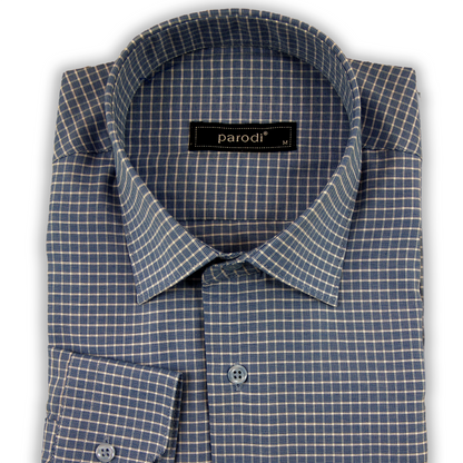 Chemise formelle bleue à carreaux coupe slim