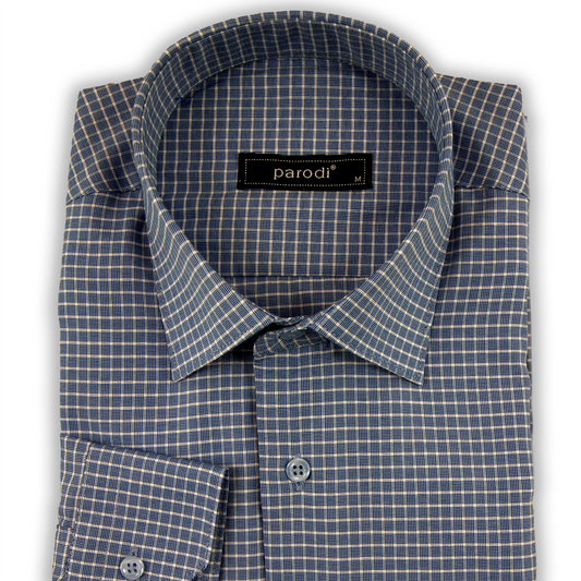 Chemise formelle bleue à carreaux coupe slim