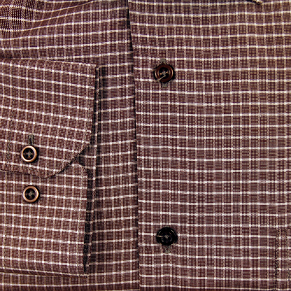 Brown Check Slim Fit Formal Shirt
