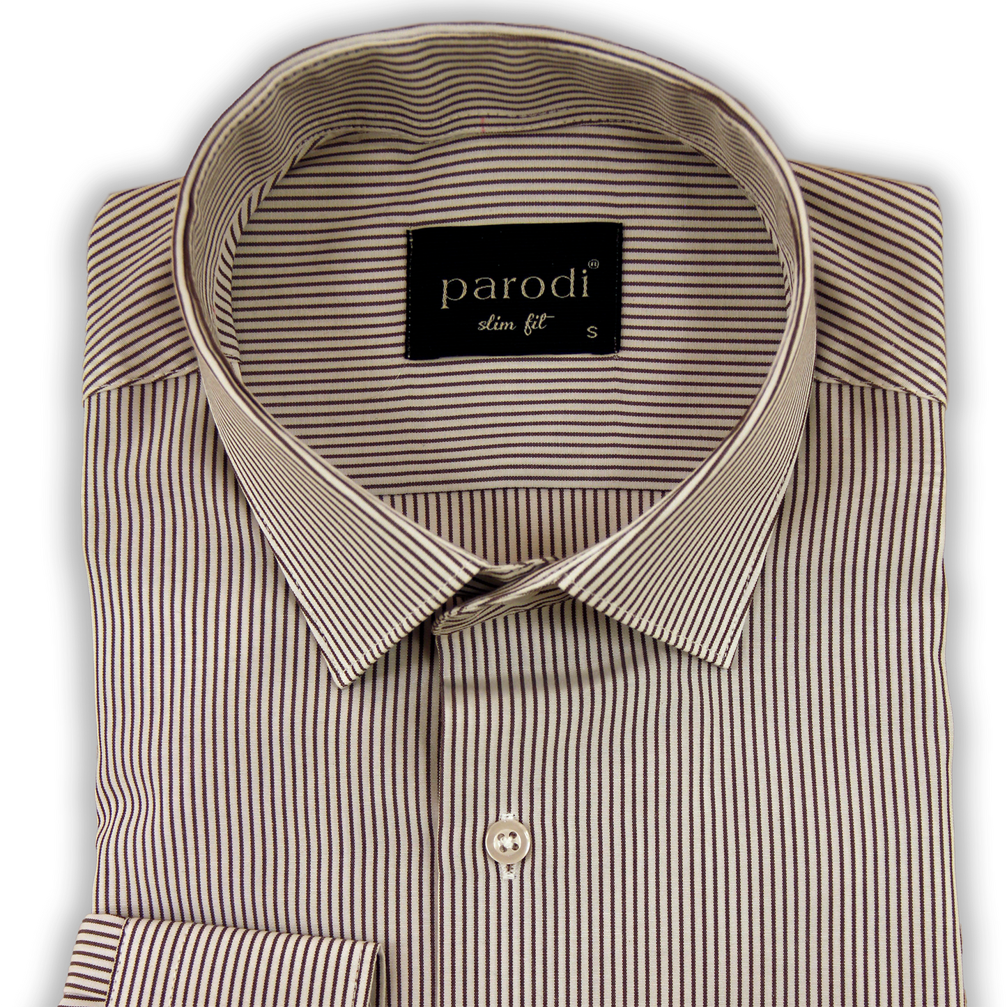 Brown & White Slim Fit Formal Shirt