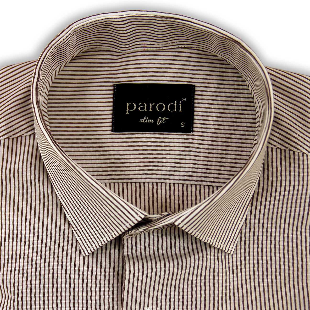 Brown & White Slim Fit Formal Shirt
