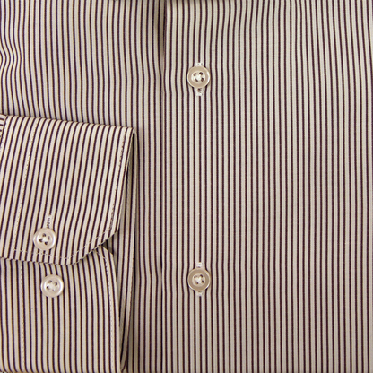 Brown & White Slim Fit Formal Shirt