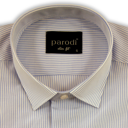 Chemise formelle bleu clair et blanche coupe slim